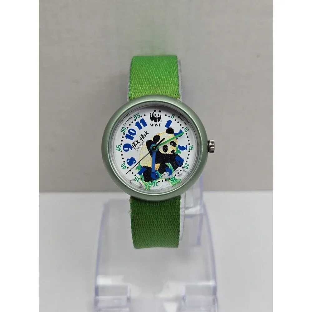 Vintage 1992 Flik Flak by Swatch WWF Panda Swiss Kids Watch Rare New Battery
